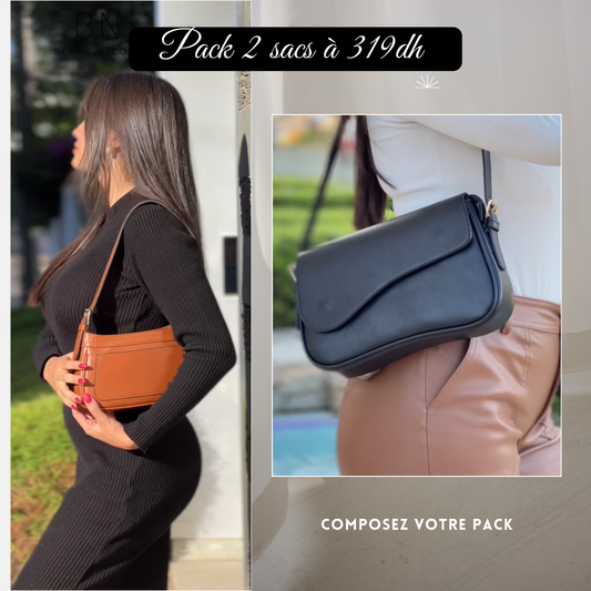 Pack - SAC COCO Noir + SAC NICOLE Camel